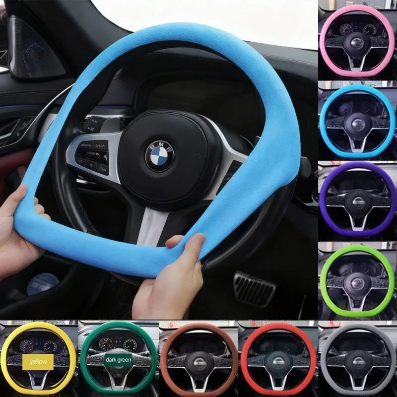 Non-Slip Silicone Steering Wheel Cover Summer Breathable Elastic Universal Fit 38cm Car Steering Wheel Protector Accessories