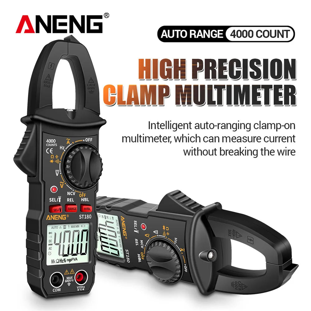 ANENG ST180 AC Clamp Meter Digital 4000 Counter Multimeter Ammeter Voltage Tester Auto Ampere Hz Capacity NCV Ohm Tool