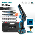 YOFIDRA 8 Inch Brushless Electric Chainsaw 3500W Handheld Woodworking Pruning Chainsaw Cutter Power Tool For Makita Battery Pin
