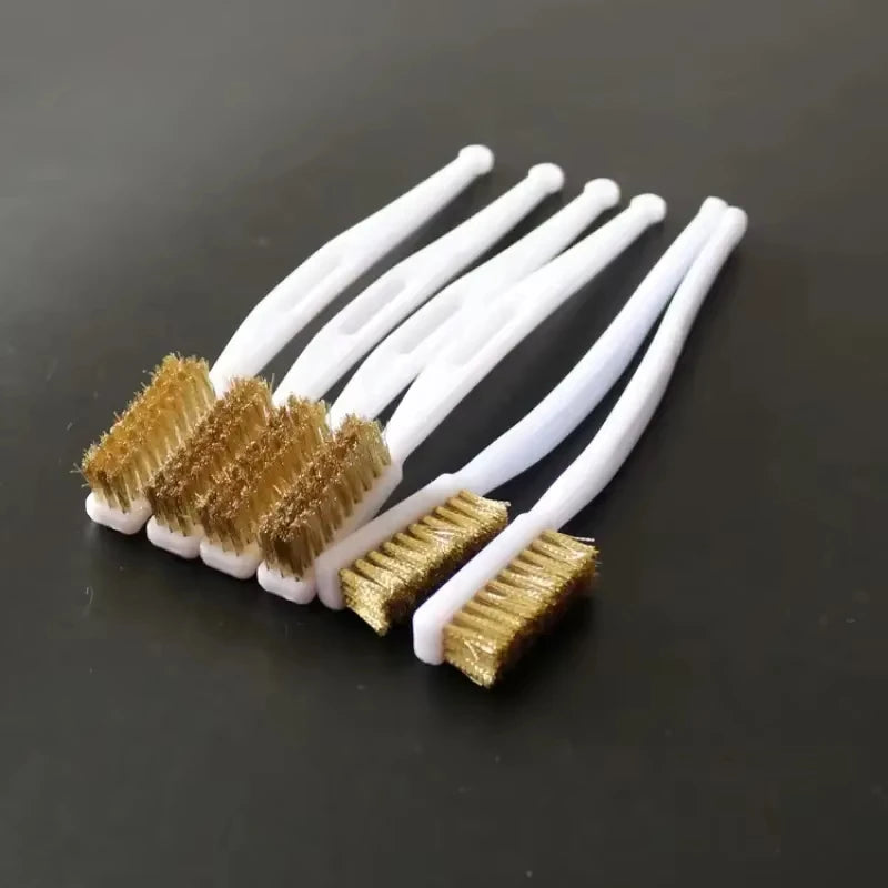 1/3/5pcs Mini Copper Plated Brass Wire Brush Set for Paint and Rust Removal, Industrial Metal Polishing and Burr Removal Tools