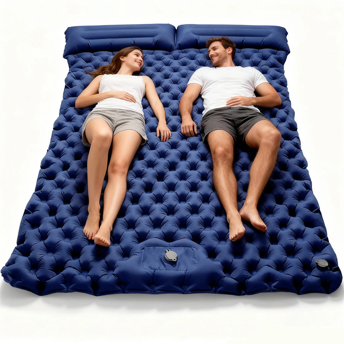 Outdoor Camping Double Air Mattress Extra Wide Sleeping Mat Ultralight Folding Bed Car Travel Sleeping Mat