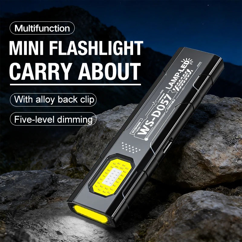 Multifunctional Work Light LED Magnetic Red Blue Flashing Mini Outdoor Strong Light Super Bright Maintenance Light Flashlight