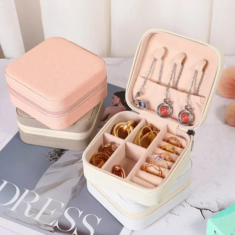 Mini Jewelry Storage Box Portable Travel Jewelry Box for Earrings and Necklaces Women Ring Organizer PU Leather Presentation Box