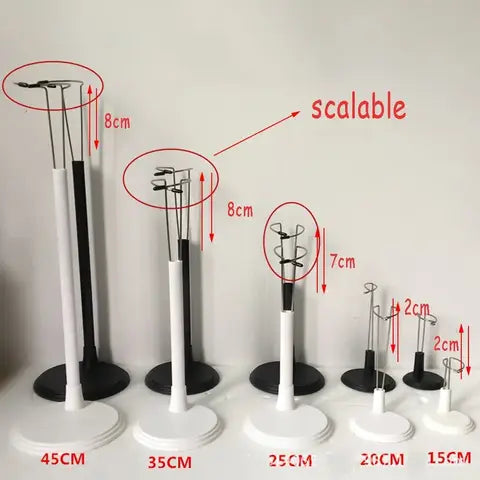 Doll Bracket White Black 15/20/25/35/45CM Adjustable Metal Stand Holder Toy Shop Display Support Accessories Toy Shop Display