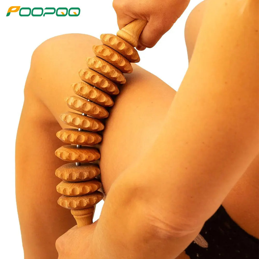Natürlich gebogener Massageroller aus Holz für Taille und Oberschenkel, multifunktionaler Körperroller zur Reduzierung von Cellulite und Muskelverspannungen