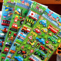 6 Sheets 3D Bubble Stickers Car Truck Plane Traffic Waterproof Cartoon Anime Stickers for Girls Boys Kids Fun Educational Toys