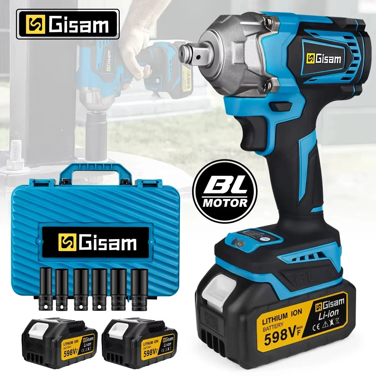 GΣ 1200nm Brushless Electric Impact Wrench Rechargeable Wrench 1/2" Car Tire Cordless Power Tools for Makita 18V Cordless Pen