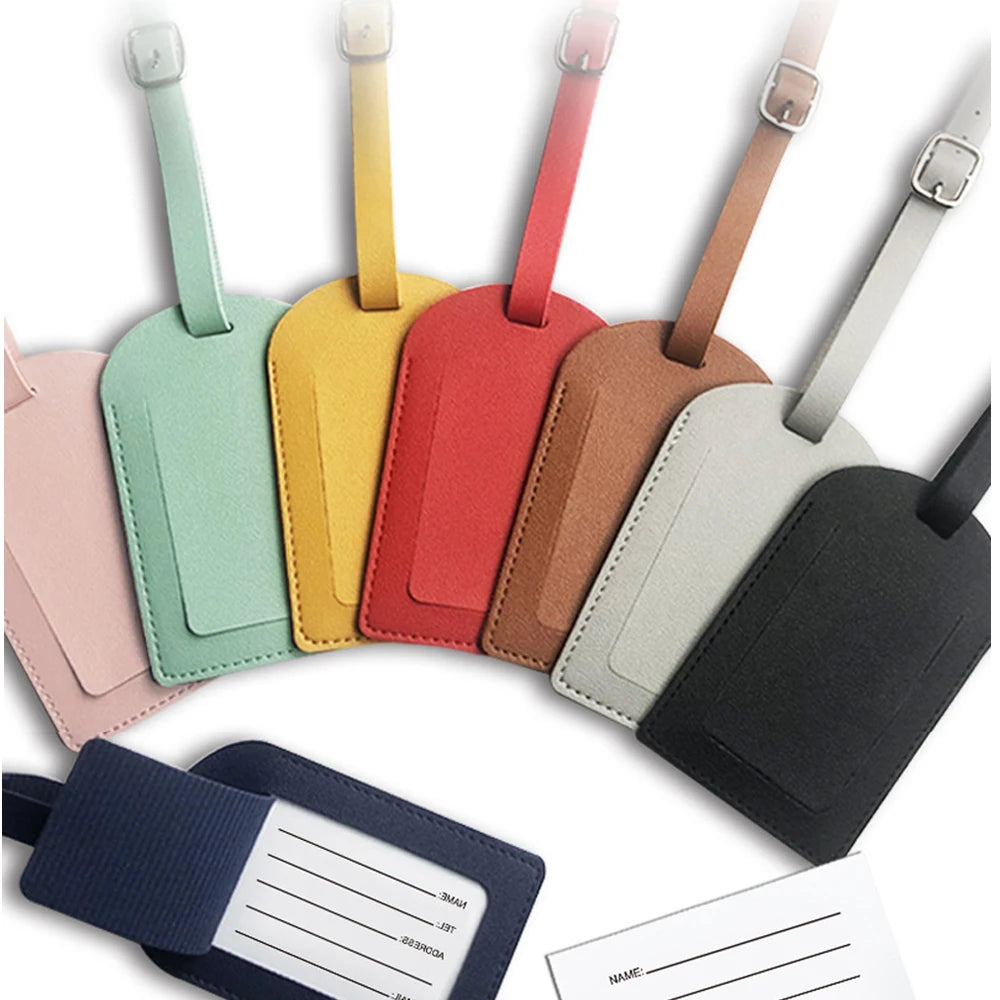 1PC PU Leather Luggage Tag Women Men Flight Holiday Travel Accessories Suitcase Tags Name ID Address Label Bag Tags for Luggage