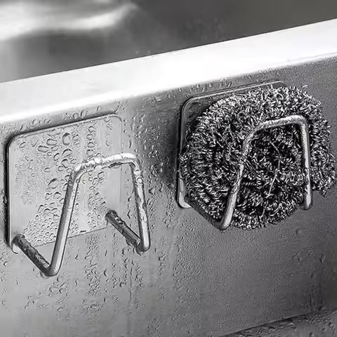 1/3/6pcs Stainless Steel Sink Sponge Rack For Sponge Steel Wire Ball Draining Paste The Inner Wall of Sink Kitchen Supplies