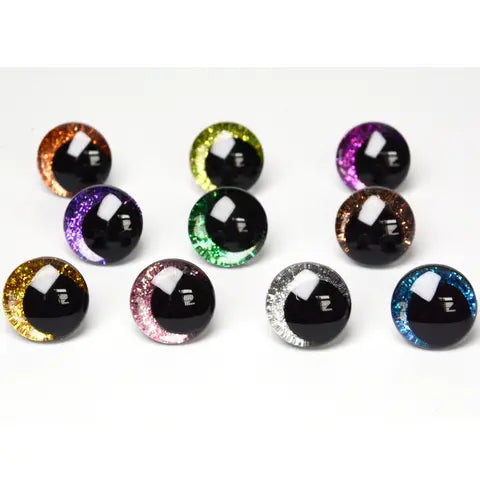 20 Stück 12 mm, 14 mm, 16 mm, 18 mm, 20 mm, 25 mm, runde Cartoon-Glitzer-Spielzeug-Sicherheitsaugen, Puppen-Schüleraugen mit Unterlegscheibe für handbemalte Augen