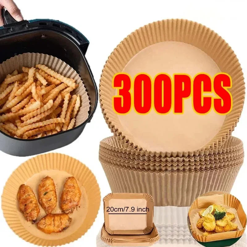 50/100PCS Air Fryer Disposable Paper Square Round Baking Paper Grill Plate Nonstick Mat Kitchen Oven Oil Absorbing Paper Tool
