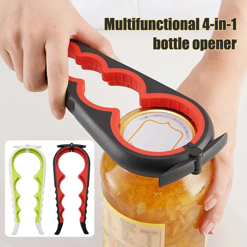 Can Opener Multifunctional Four in One Drink Bottle Opener Cap Twister Four Position Can Opener Non-Slip Cap Twister
