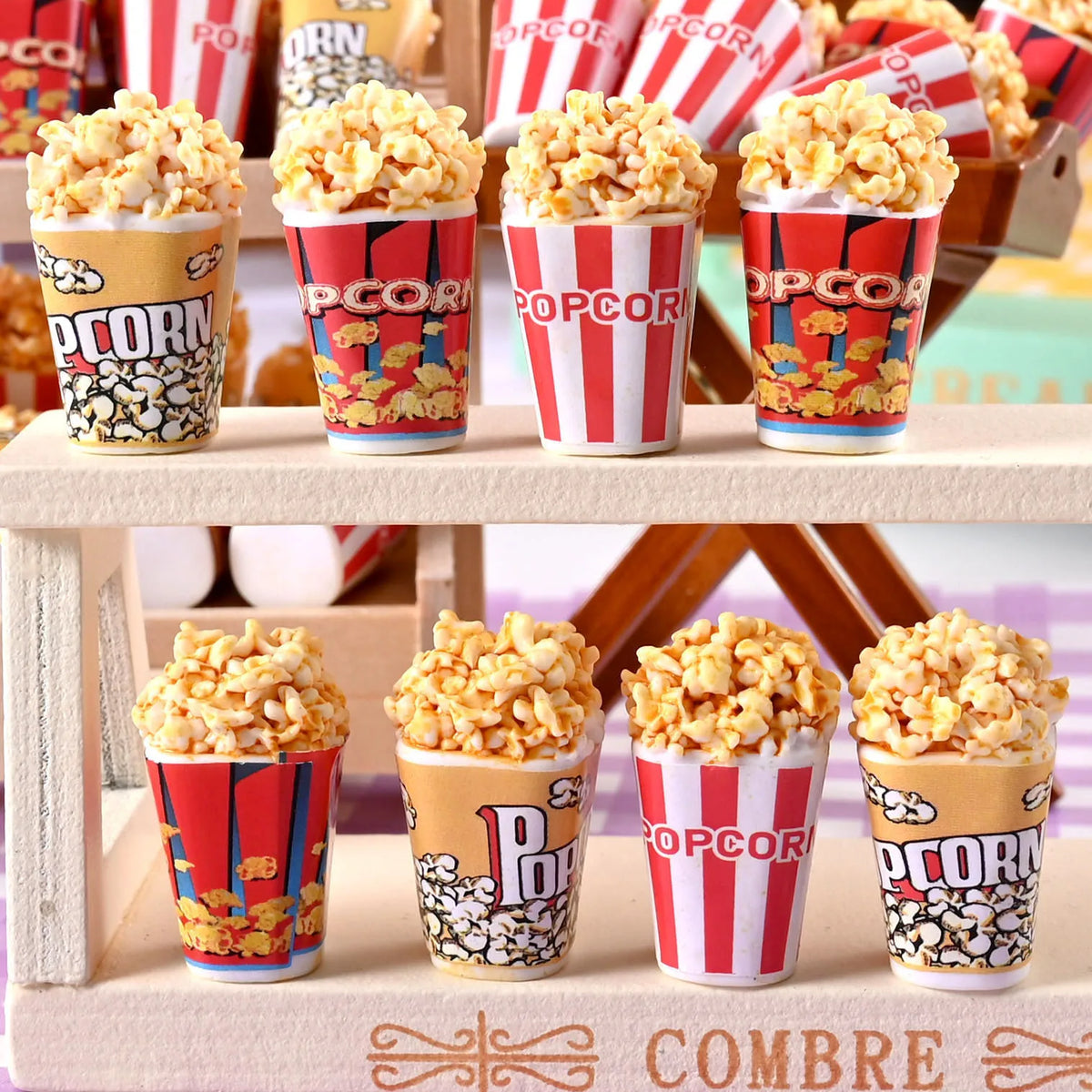 3pcs1/6 Dollhouse Miniature Simulation Mini Popcorn Bucket Model For Blyth OB11 Doll Accessories Kids Toys
