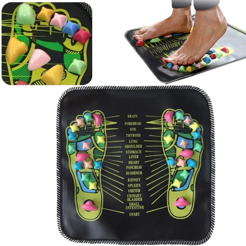 Foot massage mat acupressure relax massage pad trigger point heath therapy relax pain stress relief reflexology walk stone road