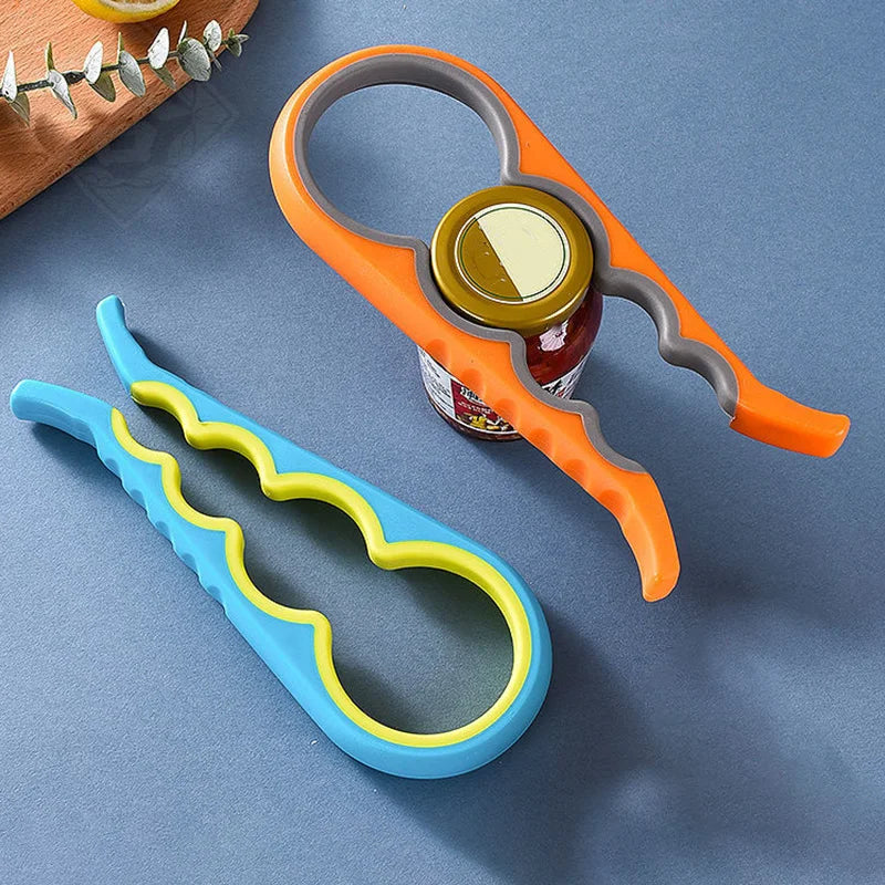 Multifunctional 4-in-1 kitchen tool: jar opener, lid opener, can opener, bottle opener - easy to use, essential for the household