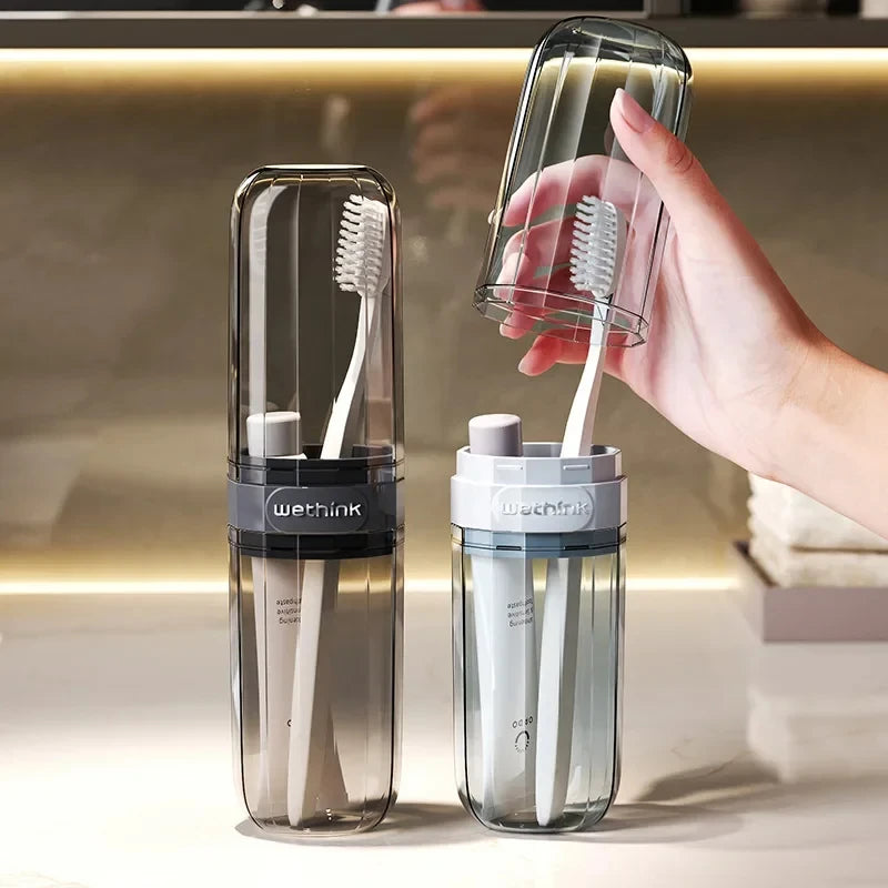 Portable Transparent Toothbrush Travel Bag, Hard Shell All-Purpose Organizer for Business Trip, Fitness & Commuting, Hygienic Safe Design