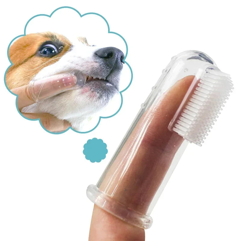 Super Soft Pet Finger Toothbrush Teddy Dog Brush Bad Breath Tartar Dental Care Tool Dog Cat Cleaning Silica Gel Pet Supplies