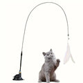 Cat Teaser Toy - Interactive Bell & Feather Wand - Long Suction Cup Tang for Exciting Playtime Adventures - Ultimate Cat Toy