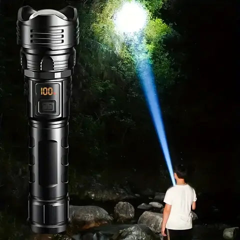 High Performance LED Flashlight - USB Rechargeable 1000LM Zoomable Multifunction Flashlight for Outdoor Camping Emergency (Waterproof)