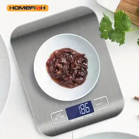 High-precision household electronic baking scales; compact food and baking scales; Do not allow food to come into direct contact with...