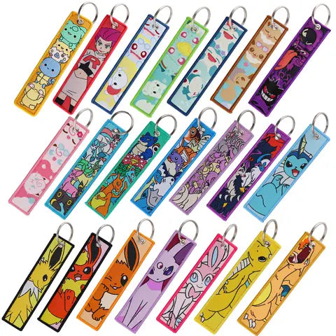 Anime Cute Animal Jet Tag Embroidery Key Tag Women Keyring Cartoon Car Key Fashion Jewelry Accessories Kids Gifts 1PCS
