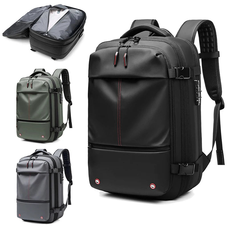 Travel Backpack for Men 17 Inch Laptop Backpack with Vacuum Compression Large Capacity Business Backpack School Backpack Expandable Outdoor Backpack