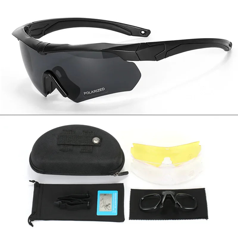 Military tactical goggles CS airsoft windproof shooting glasses HD 3-lens motocross motorcycle mountaineering safe glasses
