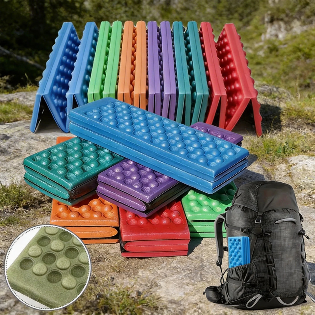 Wabenförmige Massagematte Faltbare XPE-Unterlage für Outdoor-Wandern Camping Training Park Faltbares Kissen Picknick-Sitzunterlage Feuchtigkeitsbeständige Matte