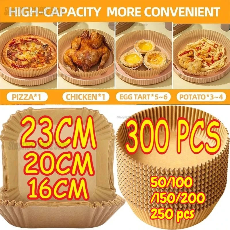 Cooking Paper Air Fryer Disposable Paper Square Round Baking Griddle Non-Stick Mat Kitchen Oven Oil Absorbing Paper Tool