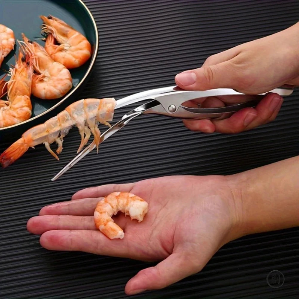 Stainless Steel Shrimp Removal Device - Ergonomic Herringbone Pattern, Easy Shell Removal, Seafood Preparation Gadget in the Kitchen