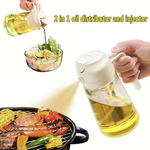 2-in-1 500ml Plastic Kitchen Oil Sprayer, Spray Bottle for Oil, Olive Oil Spray Bottle for Oil Dispenser, BBQ, Baking, Roasting, Picnic,...