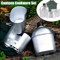 4pcs/set, Military Canteen Cookware Set Aluminum Alloy Canteen Multifunctional Water Bottle with Handhold Cup Green Canvas