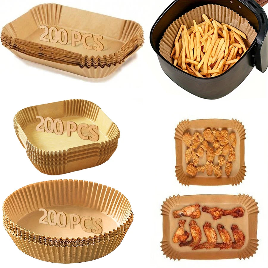 Luft fritte use Papier liner Einweg öl beständiges wasserdichtes Back papier rundes Quadrat und Rechteck Pergament Küchen party liefert