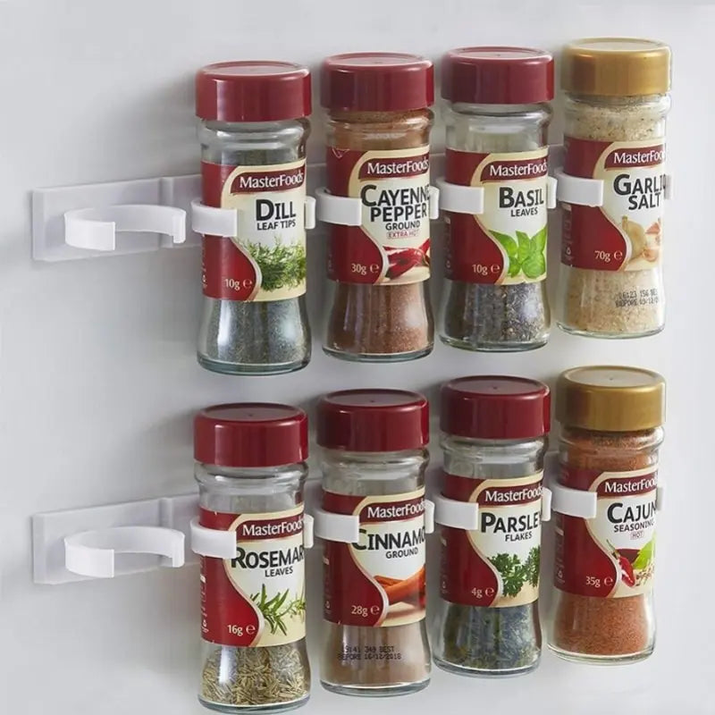 2pcs/set white kitchen shelf spice jar storage shelf simple bottle clip four five hole