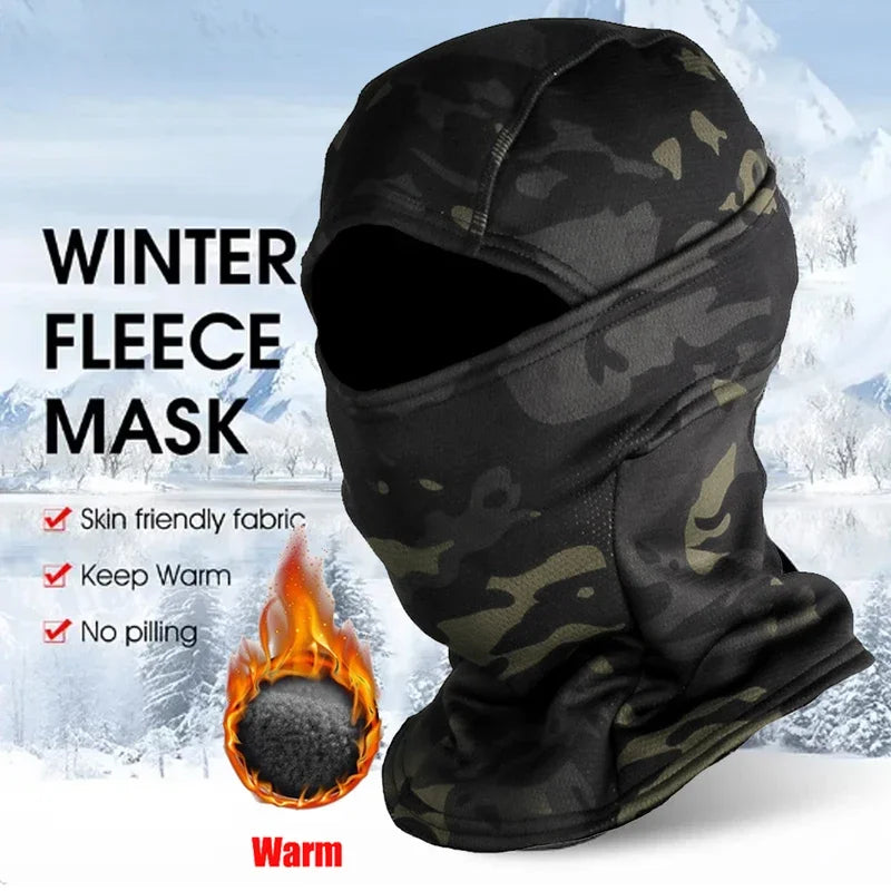 Winter Fleece Warm Camouflage Balaclava Outdoor Cold Resistant Ski Cycling Full Face Mask Motorcycle Mask Helmet Lining