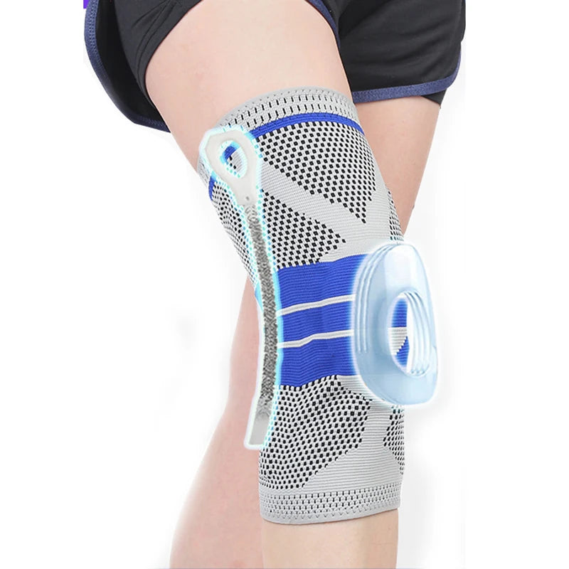 Knee Brace Compression Sleeve Knee Supports Patella Stabilizer with Silicone Gel Spring Support Knee Pads for Fitness