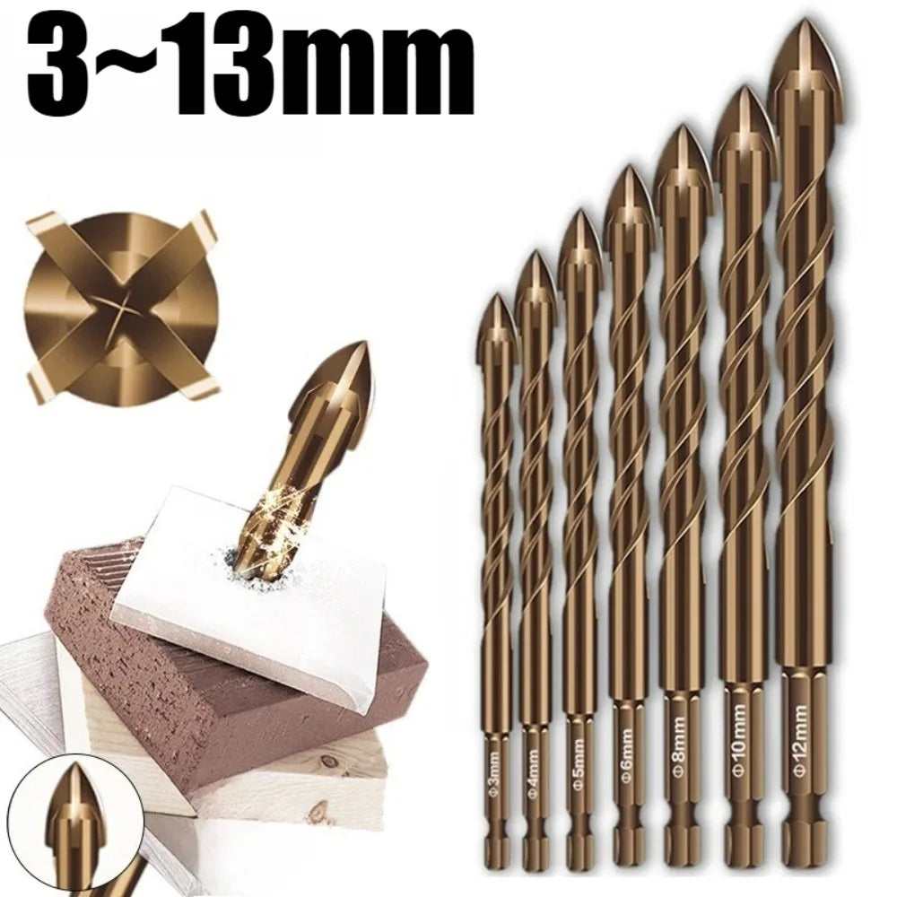3mm~12mm Mauerwerk- und Betonbohrer für Glas, Keramikfliesen, Ziegel, Kunststoff, Holz, Hartmetall-Wandlochöffner mit Sechskantschaft