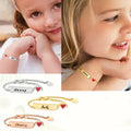 Customized heart bracelet for little girl boy, engravable ID name bracelet, personalized birthday gift of stainless steel chain