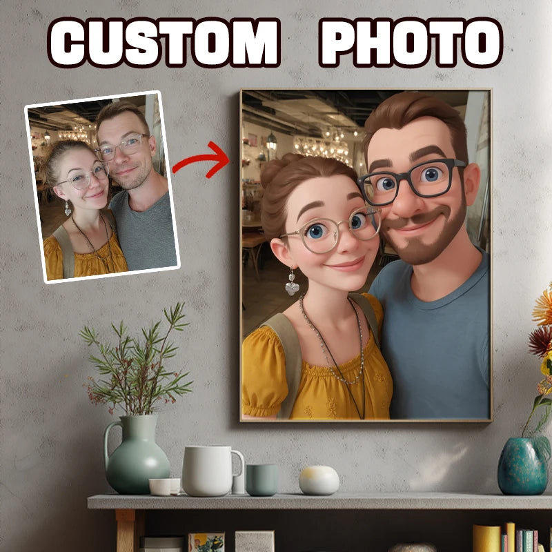 Personalized Customization Cartoon Style Canvas Print Poster Portrait Photo Art Print Home Decoration Gift Frameless