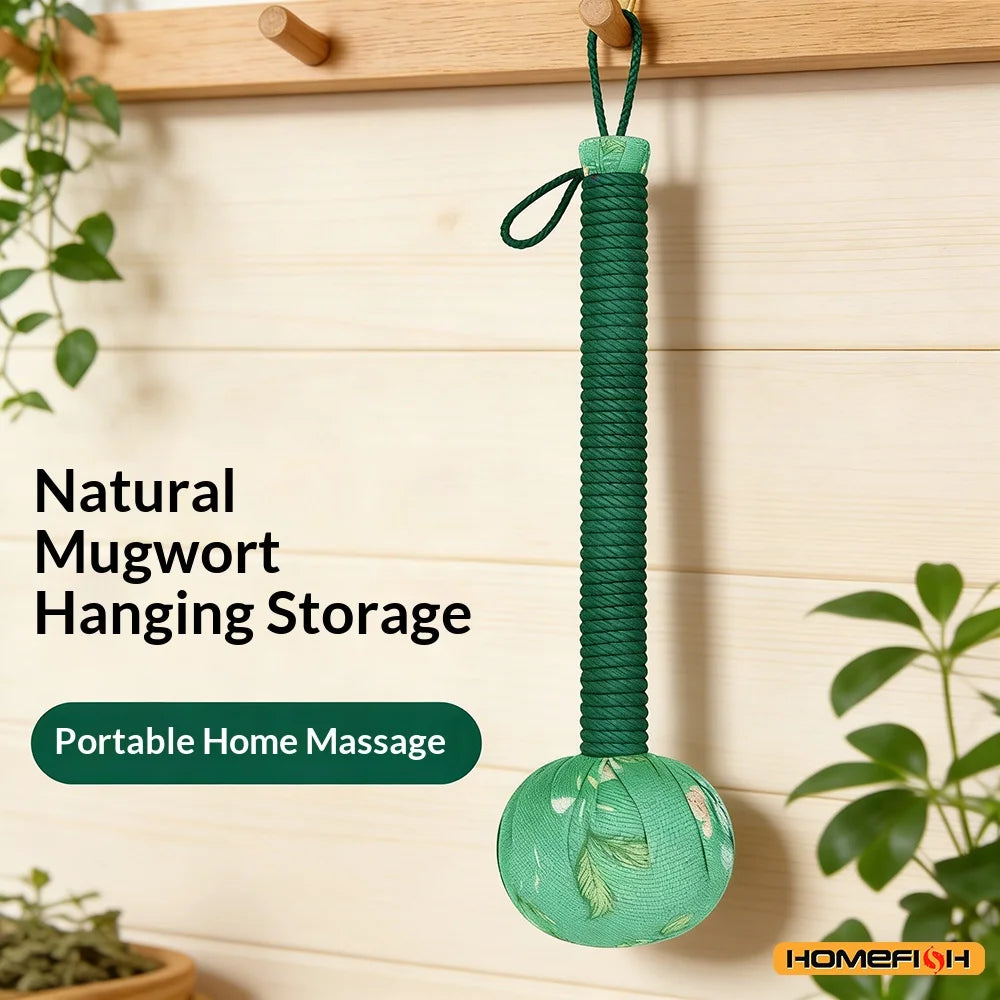 Long Handled Nylon Massage Hammer - Manual Wormwood Massager for Full Body and Back Lymphatic Massage