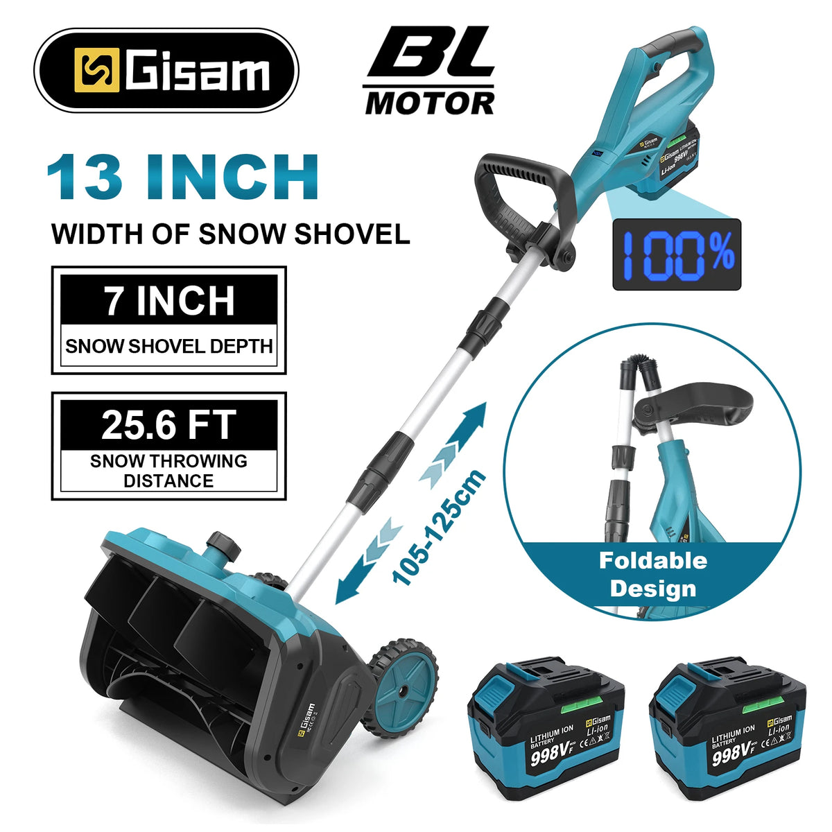 G perfil 13 Inch Brushless Electric Snow Plow Snow Sweeper Cordless Clean Street Yard Power Tool for Makita 18V Cordless Pin