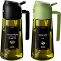 Olive Oil Dispenser, Cooking Sprayer, 2 in 1 Spray and Pour, Dark Green Glass Oil Bottle with Stickers, 16oz 470ml Oil Sprayer
