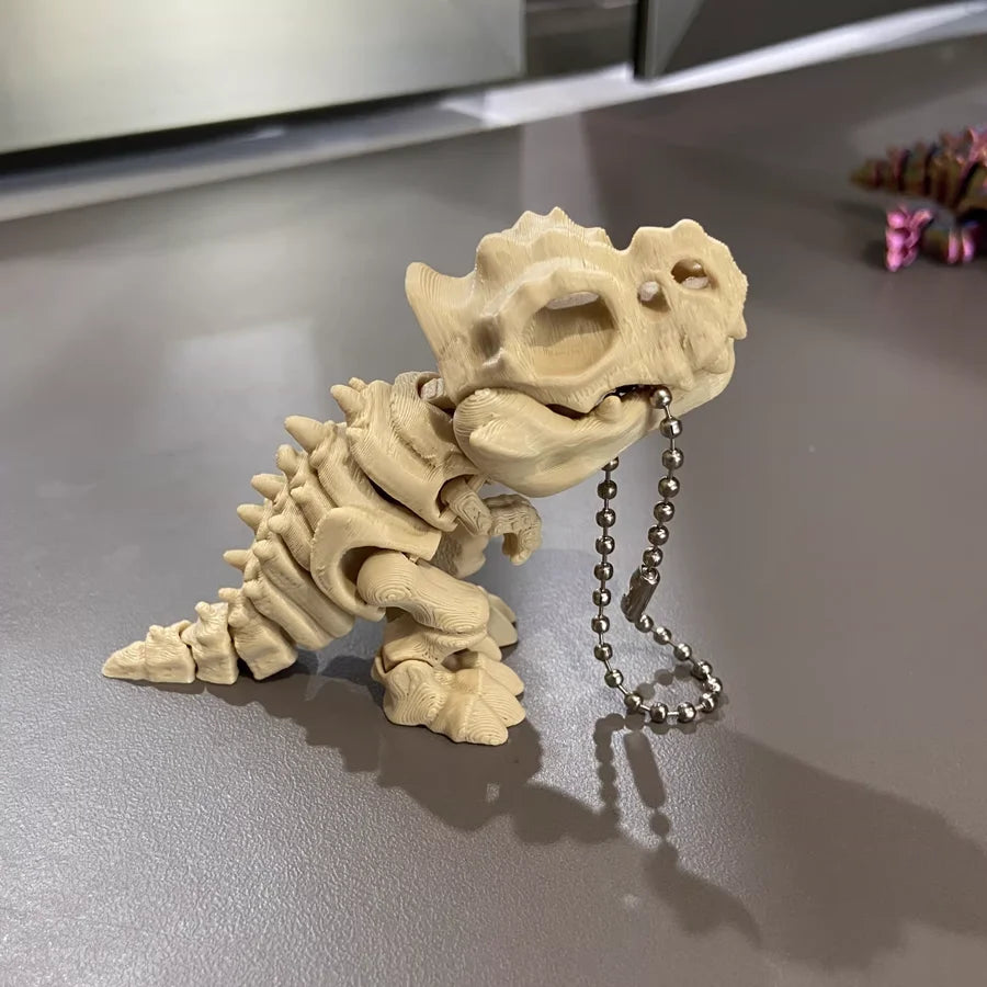 3D Printed Tyrannosaurus Rex Skeleton Model - Swivel Joints Decorative Fidget Toy Dinosaur Gift for Kids Birthday Keychain