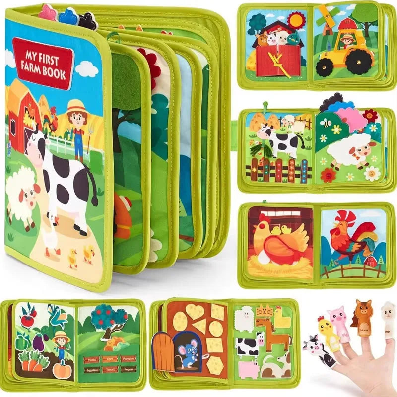 Kleinkinder Montessori Spielzeug Bauernhof Tier Geschichte Beschäftigt Tuch Buch Vorschule Lernen Feinmotorik Spielzeug Kinder Frühe Bildung Filz Buch