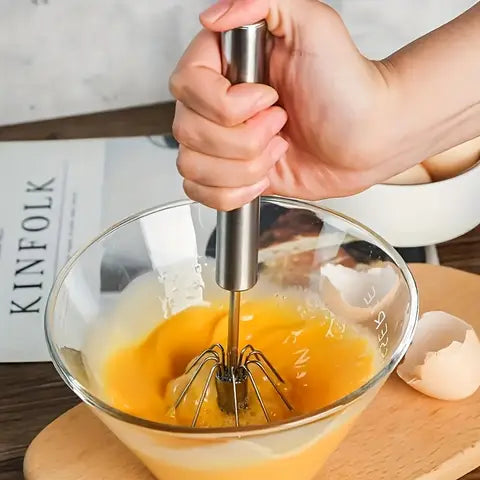 Stainless steel egg beater, durable semi-automatic mixer for effortless egg cream mixing, stirring and beating for kitchen baking