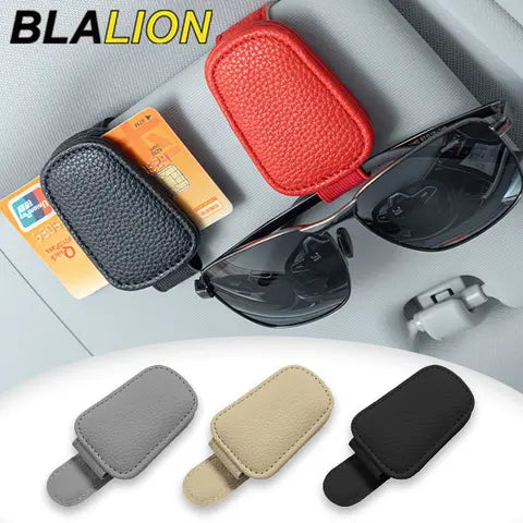 BLALION Car Sun Visor Clip Eyeglasses Cards Case Car Sunglasses Visor Glasses Holder Sunglasses Bracket Holder PU Glasses Support