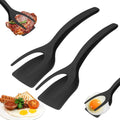 Neue 2-in-1-Griff-Flip-Spatel, Zange, Ei-Flipper-Spatel, Nylon, antihaftbeschichtet, Pfannkuchen, Fisch, französischer Toast, Omelett, Herstellungswerkzeug