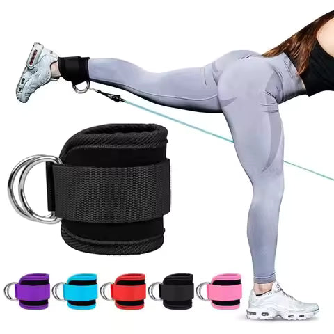 1 piece cable machine ankle straps, padded ankle cuffs for leg exercises, fully adjustable and breathable
