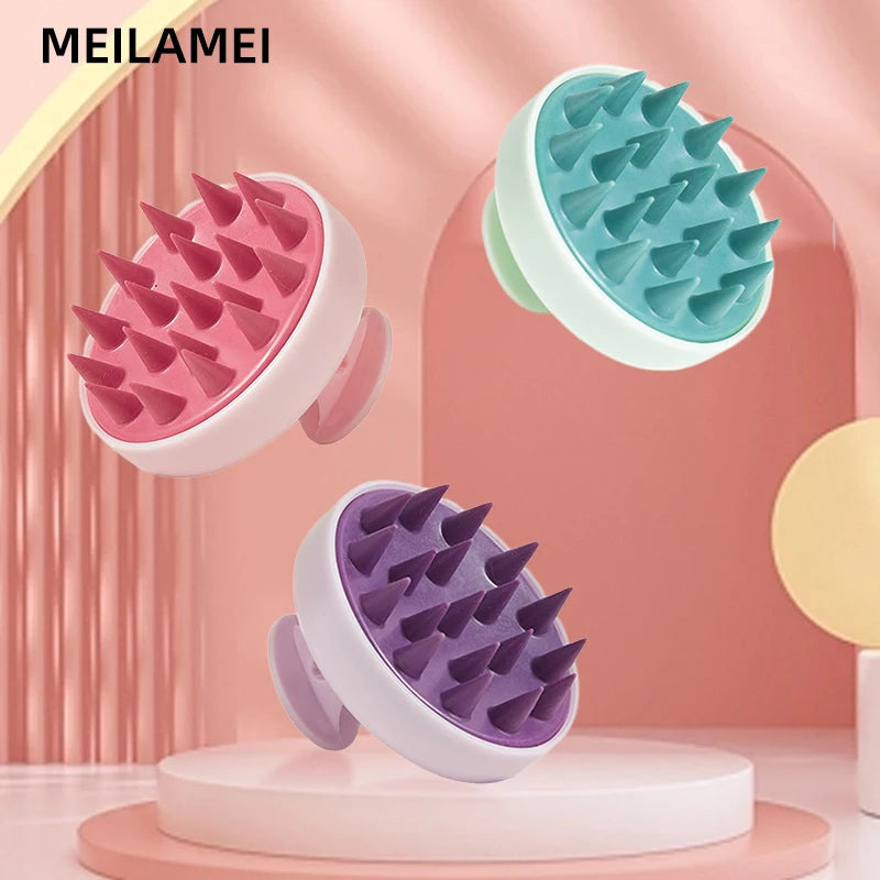 Silicone Shampoo Scalp Hair Massage Device Head Body Scalp Massage Brush Scalp Massage Brush Comb Magic Handle Brush Spa Massage Brush