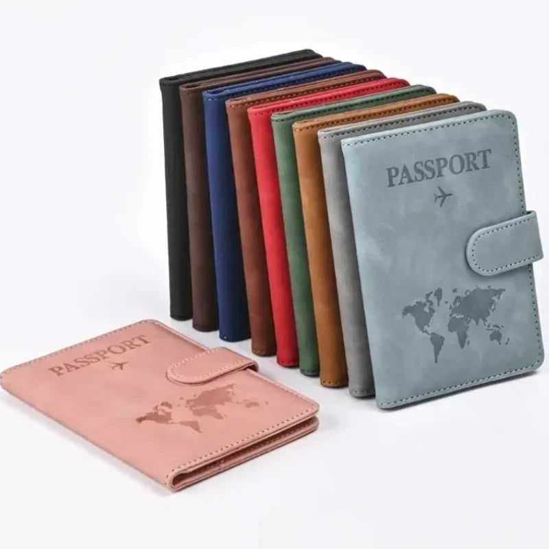 Passport Holder Case PU Leather Men Women Ticket Wallet Protective Cover with Credit Card Holder Protective Case